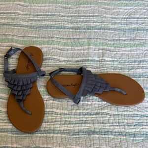 American Eagle Outfitters Blue and Brown Sandals with Braided Straps